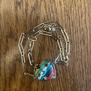 Betsey Johnson Gold Bracelet with Multicolor Heart Charm